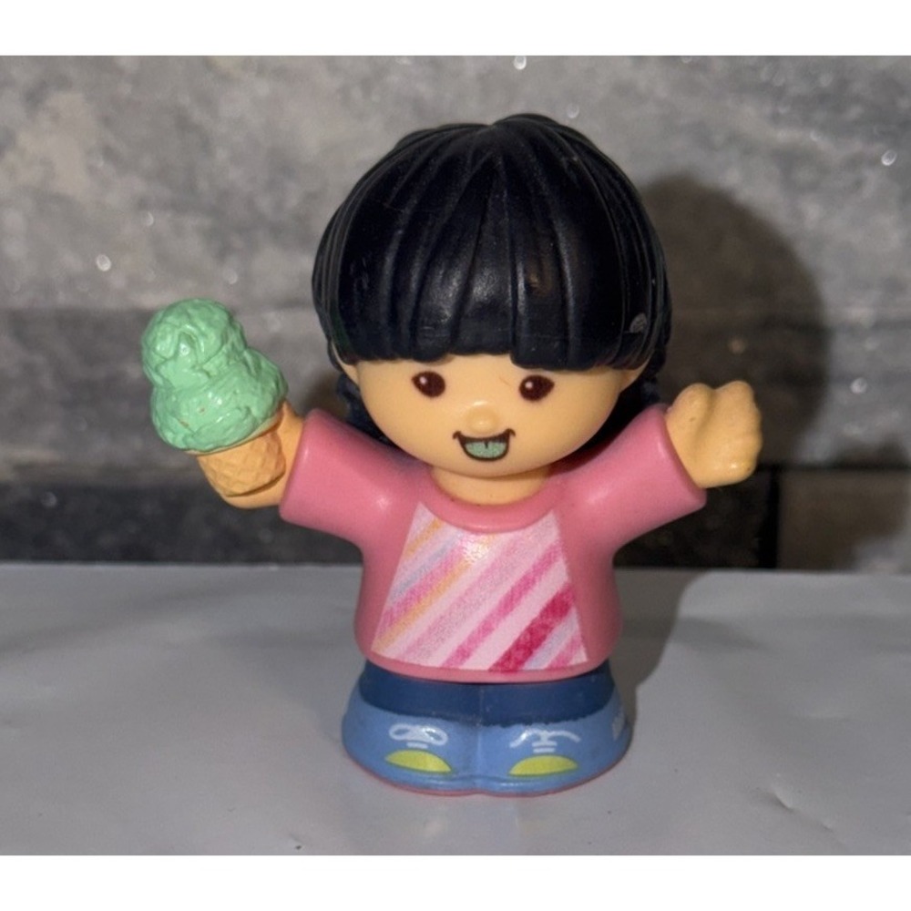 Fisher Price Little People Ice Cream Asian Girl W/ Black Braids For Family
